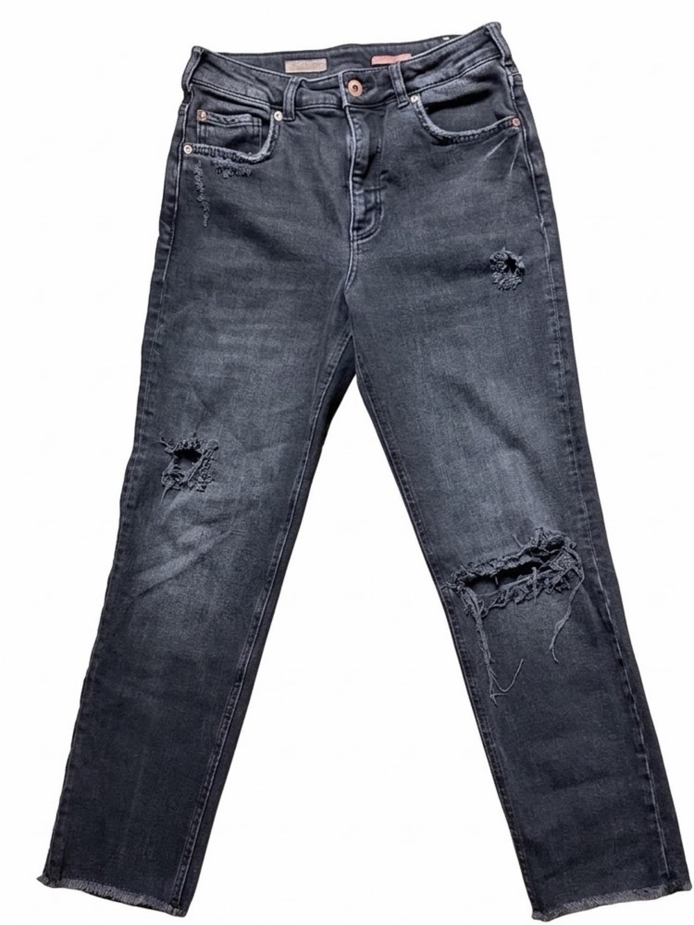Pilcro Anthropologie The Vintage Straight Distressed Jeans Washed Black Size 28